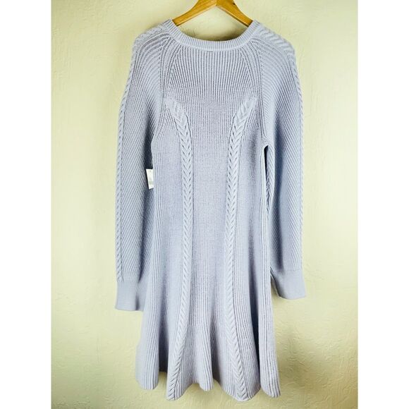 ~ NEW! XL Anthropologie Knit Sweater Dress Skater Mini Lavender Long Sleeve NWT - Picture 4 of 16